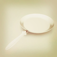 Image showing Pan with handle. 3D illustration. Vintage style.