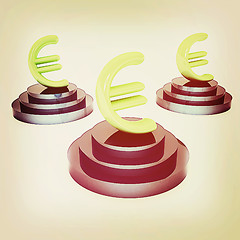 Image showing icon euro signs on podiums. 3D illustration. Vintage style.