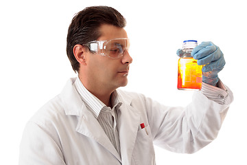 Image showing Scientist with chemicals