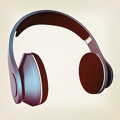 Image showing headphones. 3D illustration. Vintage style.