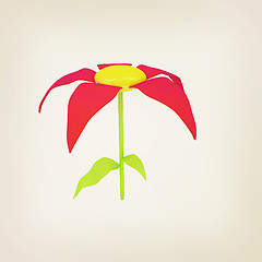 Image showing Flower icon. 3D illustration. Vintage style.