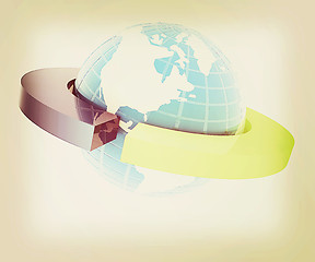 Image showing Earth and two poles. 3D illustration. Vintage style.