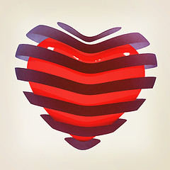 Image showing 3d beautiful red glossy heart of the bands. 3D illustration. Vin