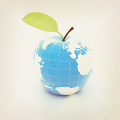 Image showing Apple for earth . 3D illustration. Vintage style.