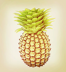 Image showing pineapple. 3D illustration. Vintage style.