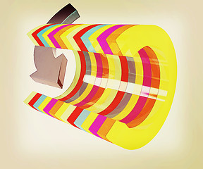 Image showing 3d colorful abstract cut pipe and arrow . 3D illustration. Vinta