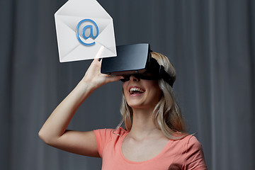 Image showing woman in virtual reality headset or 3d glasses