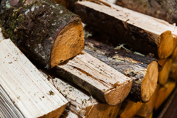 Image showing close up of firewood pile