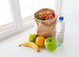 Image showing basket of vegetable food and water at kitchen