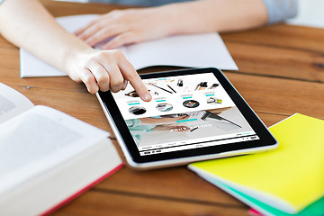 Image showing close up of student with tablet pc and notebook