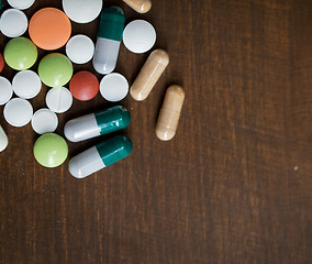 Image showing close up of different drugs on table