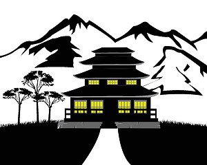 Image showing Silhouette of the building on nature