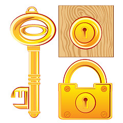 Image showing Gold key and lock