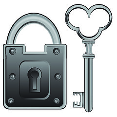 Image showing Metallic lock and key