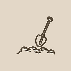 Image showing Mining shovel sketch icon.