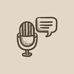 Image showing Microphone with speech square sketch icon.