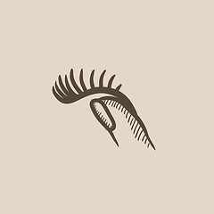 Image showing False eyelashes sketch icon.