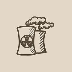 Image showing Nuclear power plant sketch icon.