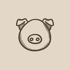 Image showing Pig head sketch icon.