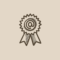 Image showing Award with at sign sketch icon.