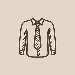 Image showing Shirt with tie sketch icon.