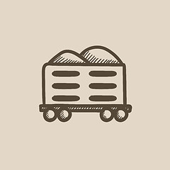 Image showing Cargo wagon sketch icon.