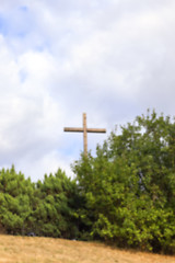 Image showing wooden cross near the church