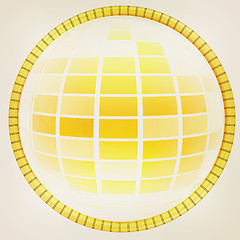 Image showing Yellow 3d globe icon with highlights . 3D illustration. Vintage 