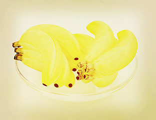 Image showing bananas on a plate. 3D illustration. Vintage style.
