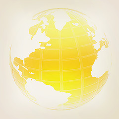 Image showing Yellow 3d globe icon with highlights . 3D illustration. Vintage 