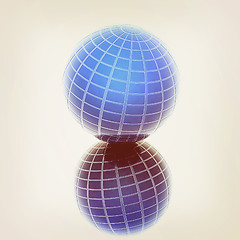 Image showing Abstract 3d sphere with blue mosaic design. 3D illustration. Vin