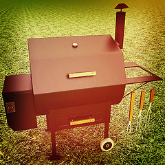 Image showing oven barbecue grill. 3D illustration. Vintage style.