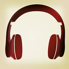 Image showing headphones. 3D illustration. Vintage style.