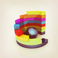 Image showing Abstract colorful structure with blue bal in the center. 3D illu