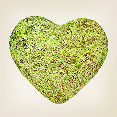 Image showing 3d grass heart. 3D illustration. Vintage style.