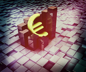 Image showing Currency euro business graph on urban background. 3D illustratio