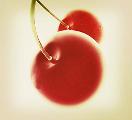 Image showing sweet cherries . 3D illustration. Vintage style.