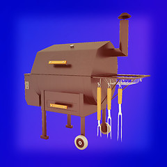 Image showing oven barbecue grill. 3D illustration. Vintage style.