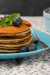 Image showing Pancakes with fresh blackberries