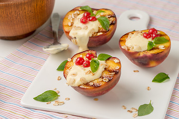 Image showing Grilled peaches dessert