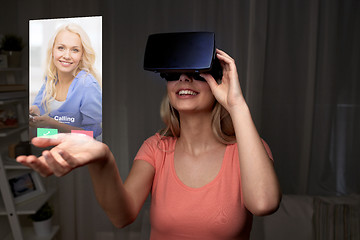 Image showing woman in virtual reality headset or 3d glasses