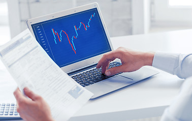 Image showing businessman working with forex chart in office