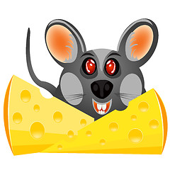 Image showing Baby mouse with cheese