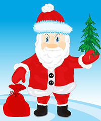 Image showing Festive santa with bag gift