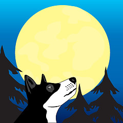 Image showing Dog wails on moon