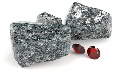 Image showing Brilliant gems and rocky boulders 3d illustration