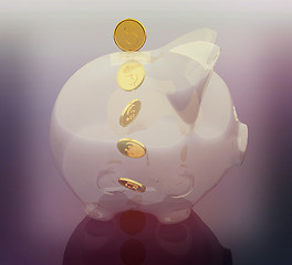 Image showing Glass piggy bank. 3D illustration. Vintage style.