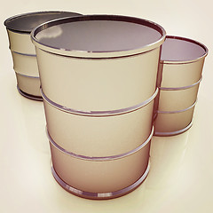 Image showing Metal barrels. 3D illustration. Vintage style.