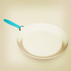 Image showing Pan with handle. 3D illustration. Vintage style.