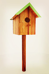 Image showing Nest box birdhouse. 3D illustration. Vintage style.